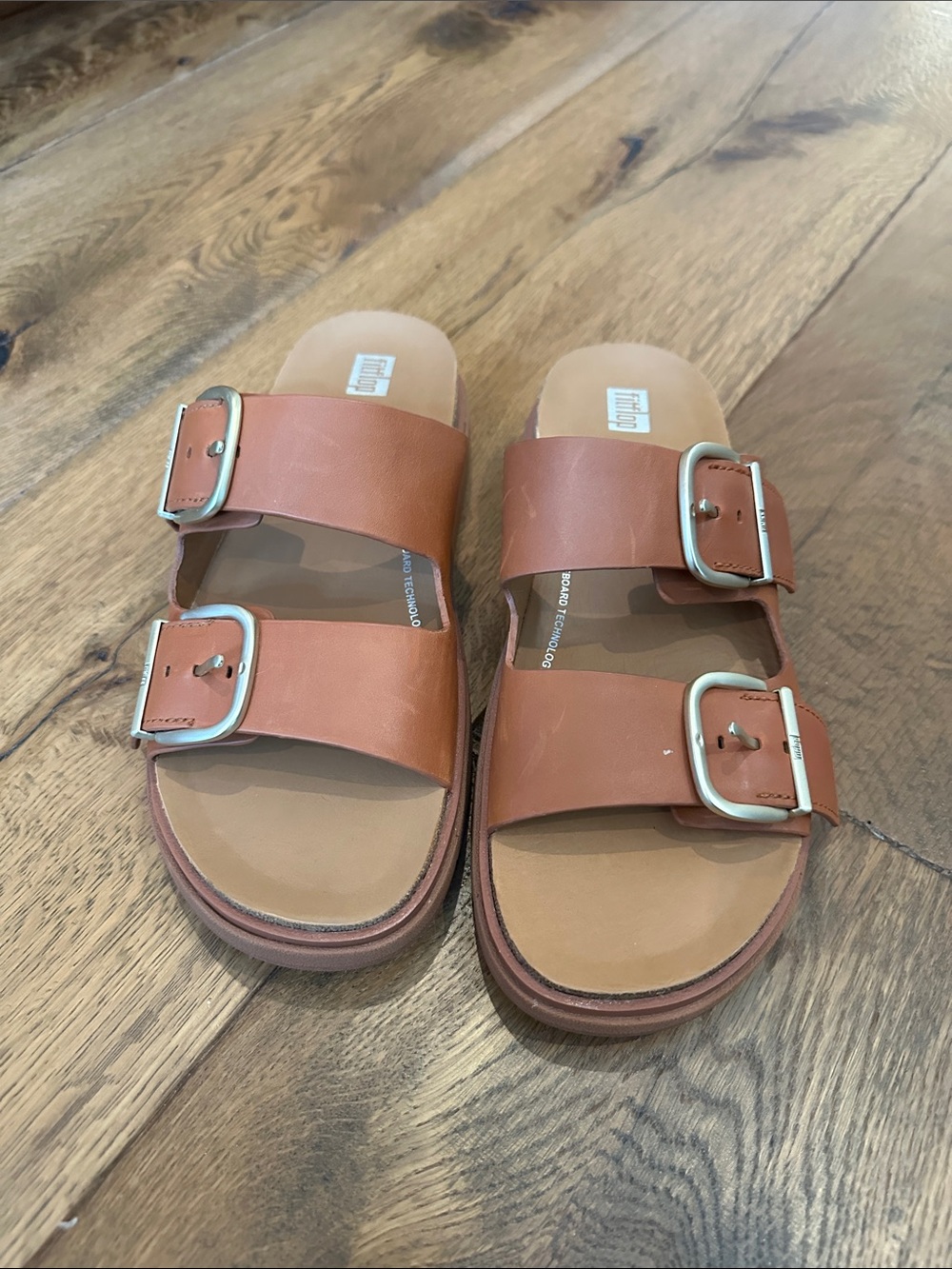 Fitflop Women's Double-Buckle Slide Sandals in Cognac
